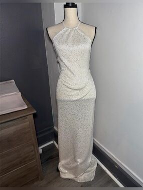 Lovers and Friends x revolve sparkle halter maxi dress with open back size small